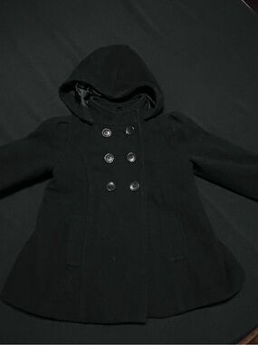 Old Navy Black Hooded Double-Breasted Peacoat for Kids